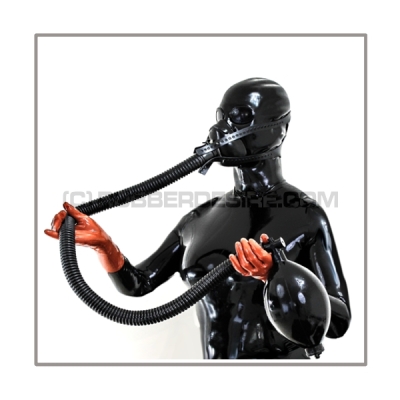 Respiratormask-set PRESSURE-TWO-H with 100cm = 40 inch tube,  freshair-angle-adaptor, head-harness and breathing-blower-bag